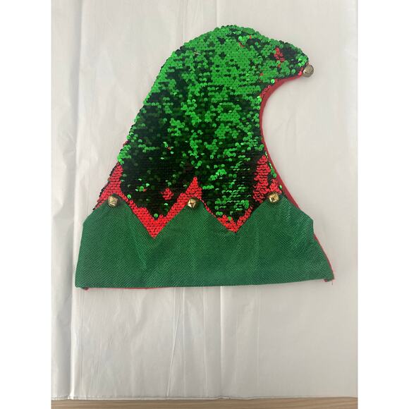 Christmas House Elf Hats with Sequins on One Side 12.5 in reversible red | green - Picture 4 of 6